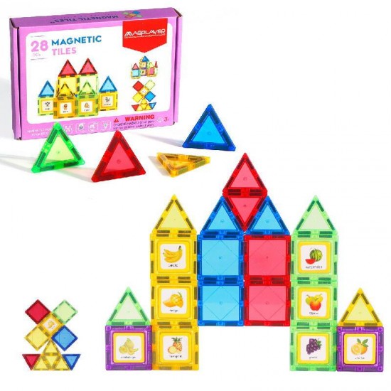 Set de constructie magnetic 3D 28 piese