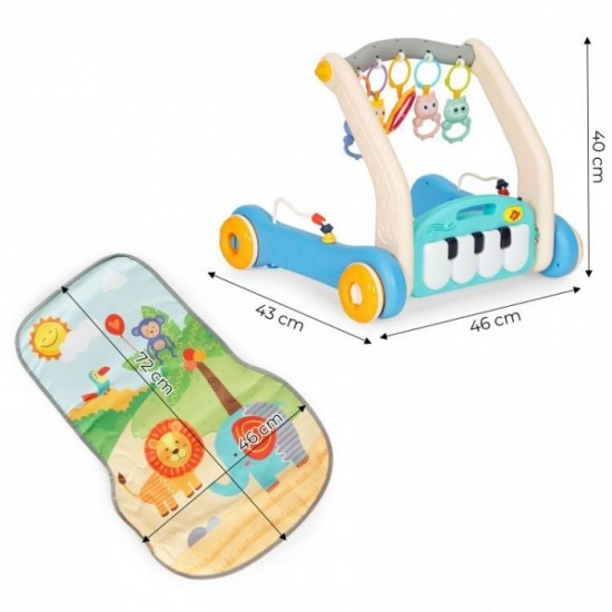 Antemergator educational 2 in 1 cu salteluta de joaca Huanger HE0637 albastru