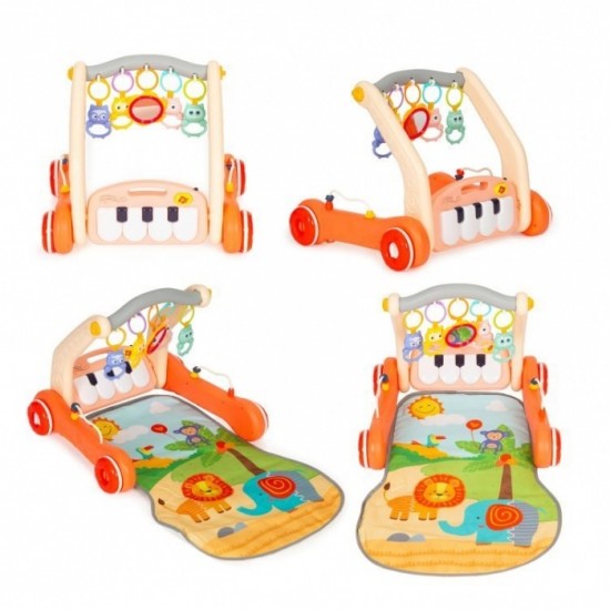 Antemergator educational 2 in 1 cu salteluta de joaca Huanger HE0638 portocaliu