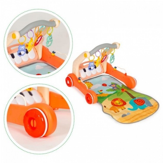 Antemergator educational 2 in 1 cu salteluta de joaca Huanger HE0638 portocaliu