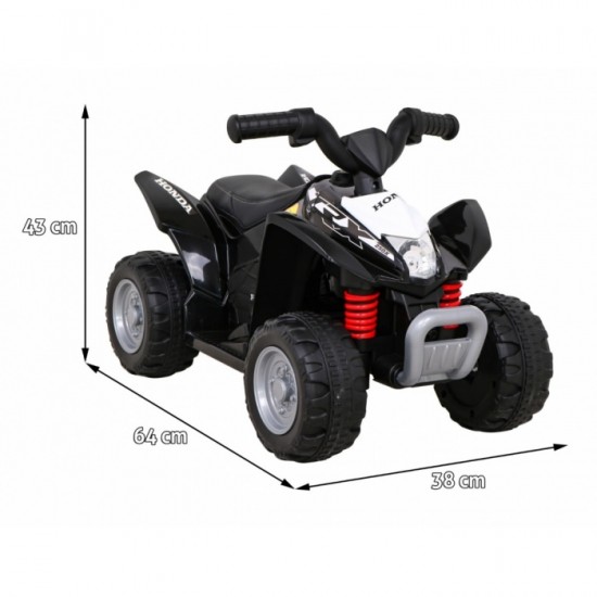 ATV electric Honda 250X TRX, roti din plastic, scaun tapitat, 64x38x43 cm, putere 30W - Negru