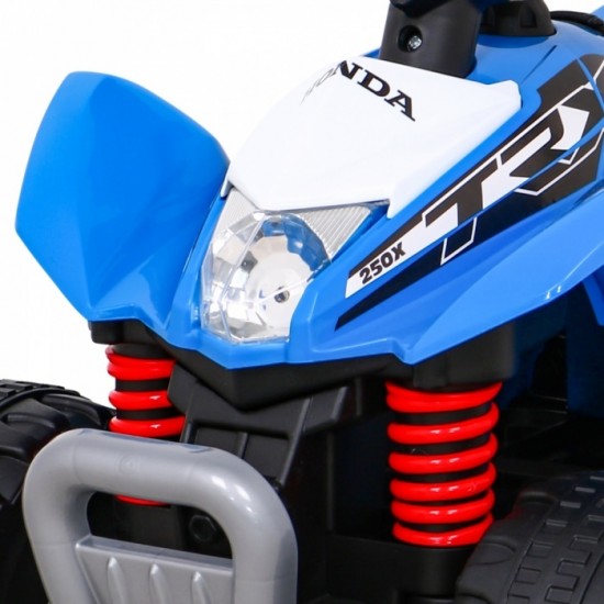 ATV electric Honda 250X TRX, roti din plastic, scaun tapitat, 64x38x43 cm, putere 30W - Albastru