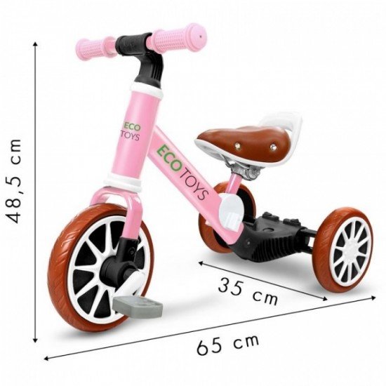 Bicicleta de echilibru 3 in 1 cu pedale pentru copii Ecotoys LC-V1322 - Roz