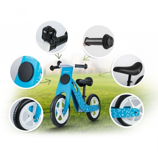 Bicicleta de lemn fara pedale Ricokids RC-613 - Albastru