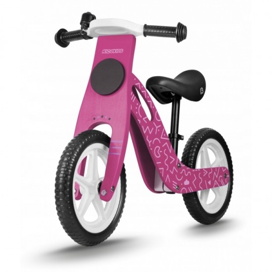 Bicicleta de lemn fara pedale Ricokids RC-614 - Roz