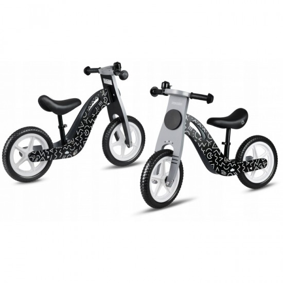 Bicicleta de lemn fara pedale Ricokids RC-615 - Negru - Gri