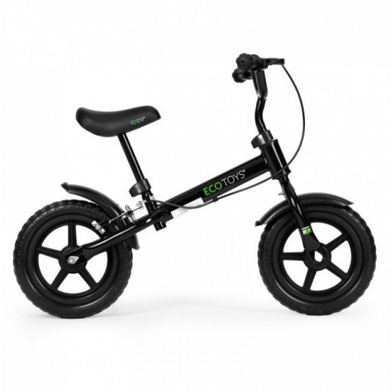 Bicicleta fara pedale cu frana de mana si roti din spuma EVA Ecotoys YM-BB-3 - Negru