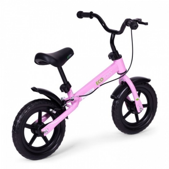 Bicicleta fara pedale cu frana de mana si roti din spuma EVA Ecotoys YM-BB-3 - Roz