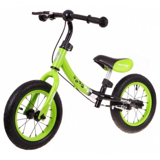 Bicicleta fara pedale cu frana si cadru variabil, roti gonflabile, Boomerang SporTrike - Verde