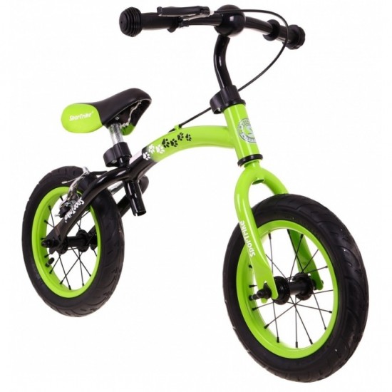 Bicicleta fara pedale cu frana si cadru variabil, roti gonflabile, Boomerang SporTrike - Verde