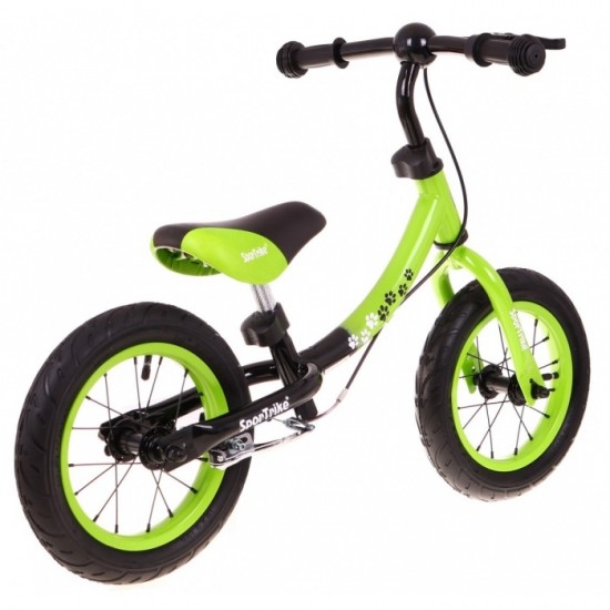 Bicicleta fara pedale cu frana si cadru variabil, roti gonflabile, Boomerang SporTrike - Verde