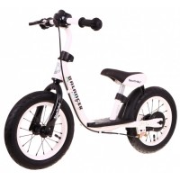 Bicicleta fara pedale cu frana, suport picioare, roti gonflabile, Balancer SporTrike - Alb