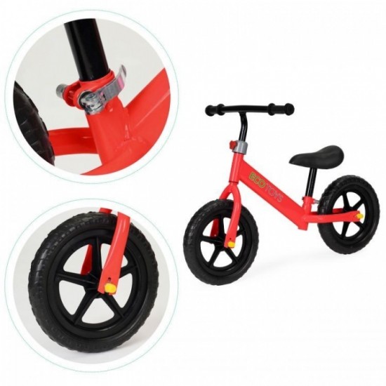 Bicicleta fara pedale cu roti din spuma EVA Ecotoys JM-763 - Rosu