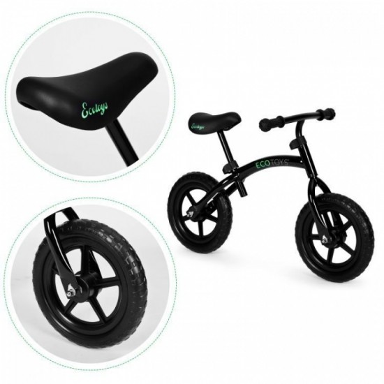 Bicicleta fara pedale cu roti din spuma EVA Ecotoys YM-BB-13 - Negru