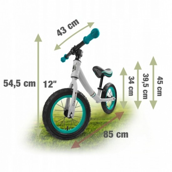 Bicicleta fara pedale Ricokids 760100 - Turcoaz - Gri