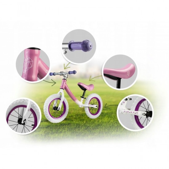 Bicicleta fara pedale Ricokids 760102 - Alb - Roz