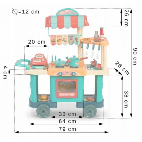 Bucatarie pe roti cu accesorii incluse Ricokids 773000 - Turcoaz