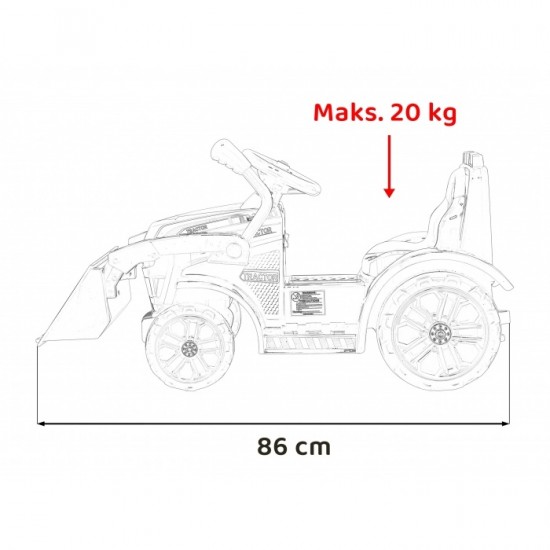 Buldozer electric cu cupa mobila ZP1001B, roti si scaun din plastic, 86x40x42 cm, putere 25W - Galben