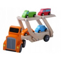 Camion de remorcare din lemn Lora cu 4 masini Ecotoys 2243