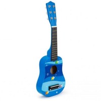 Chitara din lemn pentru copii cu corzi metalice Ecotoys Blue
