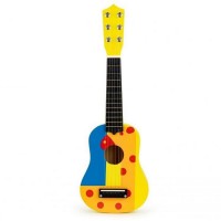 Chitara din lemn pentru copii cu corzi metalice Ecotoys Yellow