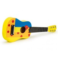 Chitara din lemn pentru copii cu corzi metalice Ecotoys Yellow