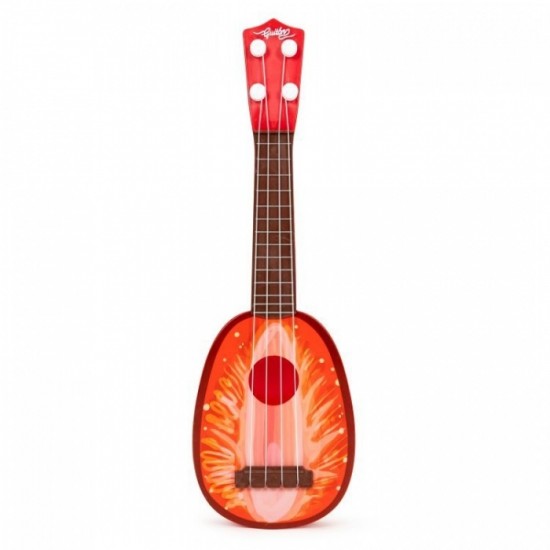 Chitara ukulele pentru copii cu 4 corzi Ecotoys MJ030 - Capsuna