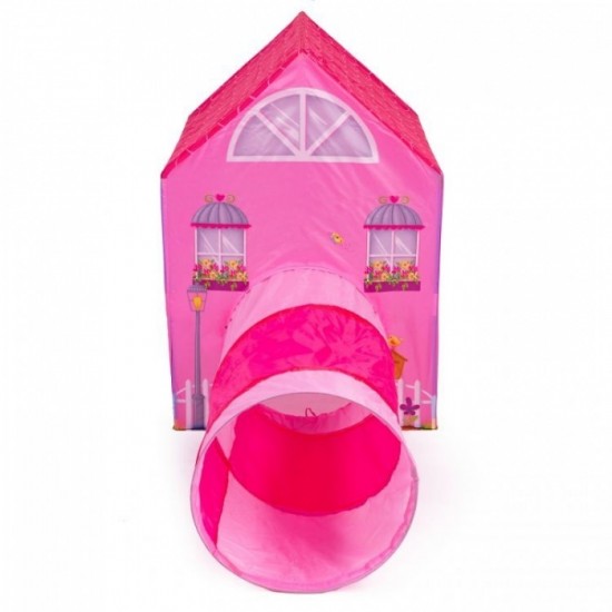 Cort de joaca pentru copii cu tunel Ecotoys roz
