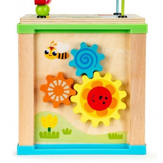 Cub educational din lemn cu tabla Ecotoys HM015470