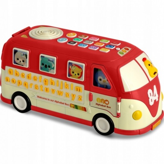 Jucarie educativa in forma de autobus cu sunete si cuburi Ricokids RK-741 - Rosu