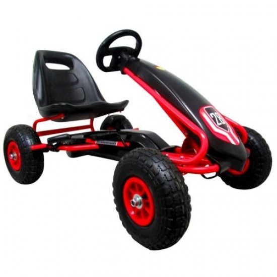 Kart cu pedale Gokart, 3-7 ani, roti gonflabile, G4 R-Sport - Negru