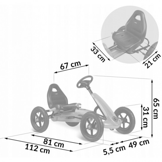 Kart cu pedale si roti gonflabile, Gokart RK-592 Ricokids 759200, Albastru