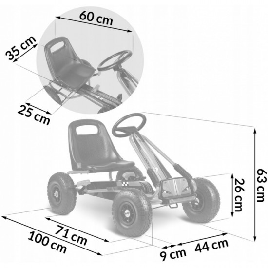 Kart cu pedale si roti gonflabile Gokart RK-594 Ricokids 759401 Rosu