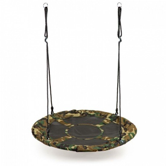 Leagan pentru copii rotund, tip cuib de barza, suspendat, 100 cm, Ecotoys MIR6001 - Camuflaj