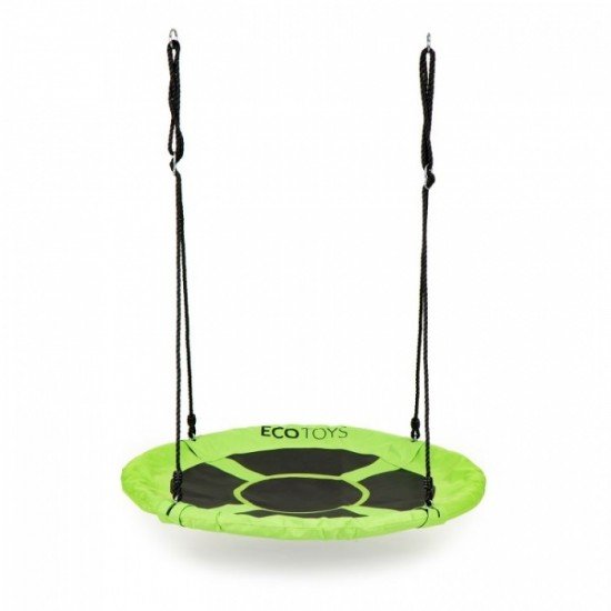 Leagan pentru copii rotund, tip cuib de barza, suspendat, 100 cm, Ecotoys MIR6001 - Verde