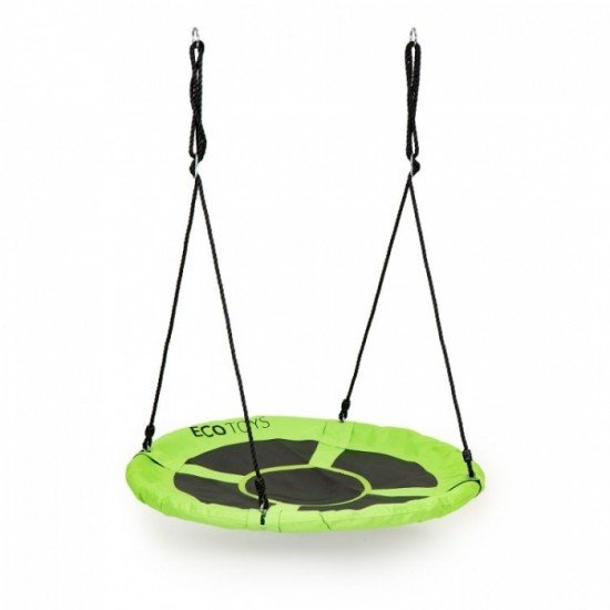 Leagan pentru copii rotund, tip cuib de barza, suspendat, 100 cm, Ecotoys MIR6001 - Verde