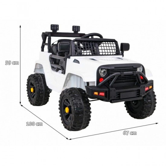 Masinuta electrica cu telecomanda Jeep Dark Night, roti EVA, scaun tapitat, 100x67x59 cm, putere 70W - Alb Masinuta electrica cu telecomanda Jeep Dark Night, roti EVA, scaun tapitat, 100x67x59 cm, putere 70W - Alb
