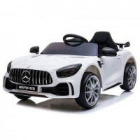 Masinuta electrica cu telecomanda, roti din spuma EVA si scaun din piele Mercedes GTR R-Sport - Alb