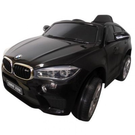 Masinuta electrica cu telecomanda, roti din spuma EVA si scaun din piele BMW X6M R-Sport - Negru