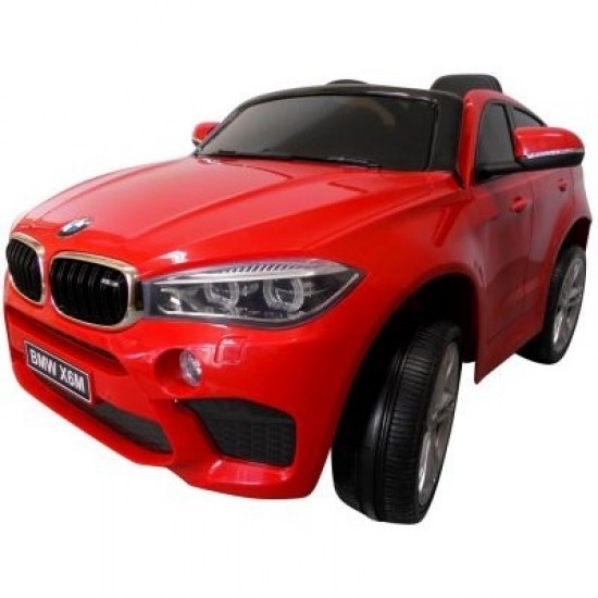 Masinuta electrica cu telecomanda, roti din spuma EVA si scaun din piele BMW X6M R-Sport - Rosu