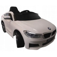 Masinuta electrica cu telecomanda, roti din spuma EVA si scaun din piele ecologica BMW 6GT - Alb
