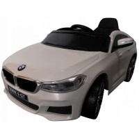 Masinuta electrica cu telecomanda, roti din spuma EVA si scaun din piele ecologica BMW 6GT - Alb