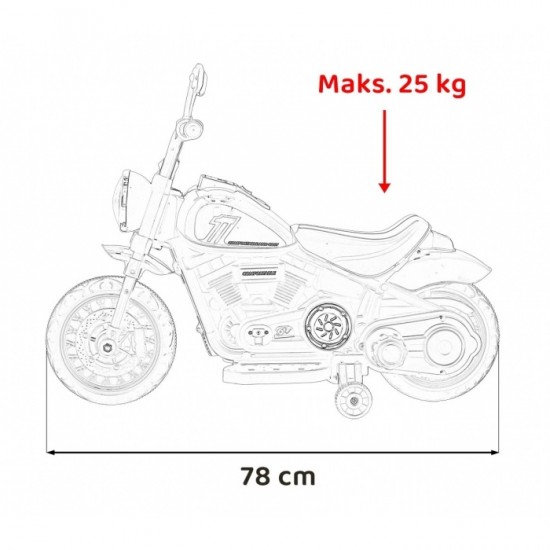 Motocicleta electrica Chopper Faster AHL008, roti si scaun din plastic, 78x30x55 cm, putere 20W - Alb