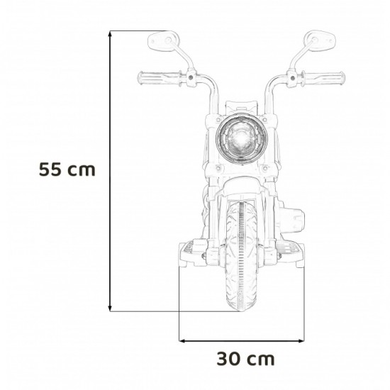 Motocicleta electrica Chopper Faster AHL008, roti si scaun din plastic, 78x30x55 cm, putere 20W - Alb