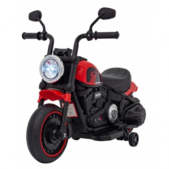 Motocicleta electrica Chopper Faster AHL008, roti si scaun din plastic, 78x30x55 cm, putere 20W - Rosu