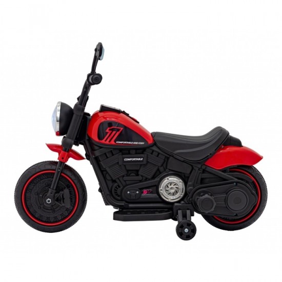 Motocicleta electrica Chopper Faster AHL008, roti si scaun din plastic, 78x30x55 cm, putere 20W - Rosu