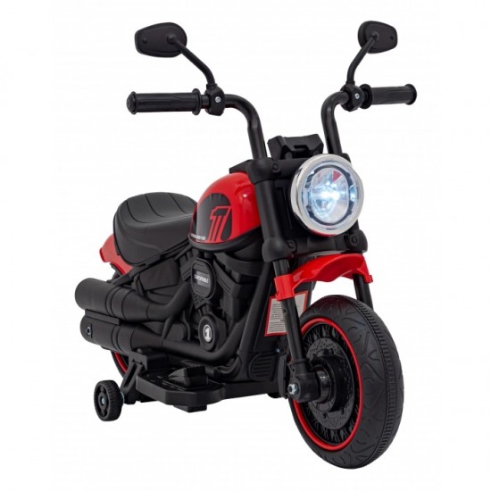 Motocicleta electrica Chopper Faster AHL008, roti si scaun din plastic, 78x30x55 cm, putere 20W - Rosu