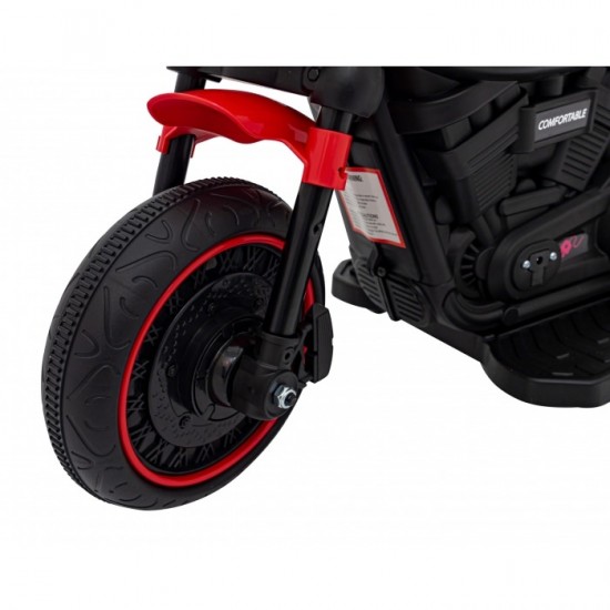 Motocicleta electrica Chopper Faster AHL008, roti si scaun din plastic, 78x30x55 cm, putere 20W - Rosu