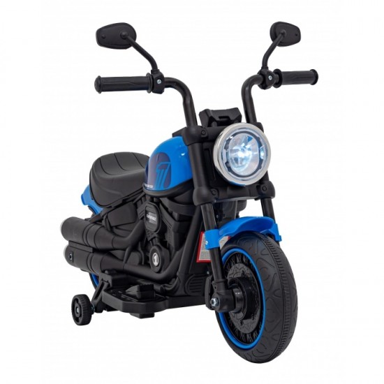 Motocicleta electrica Chopper Faster AHL008, roti si scaun din plastic, 78x30x55 cm, putere 20W - Albastru