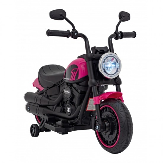 Motocicleta electrica Chopper Faster AHL008, roti si scaun din plastic, 78x30x55 cm, putere 20W - Roz